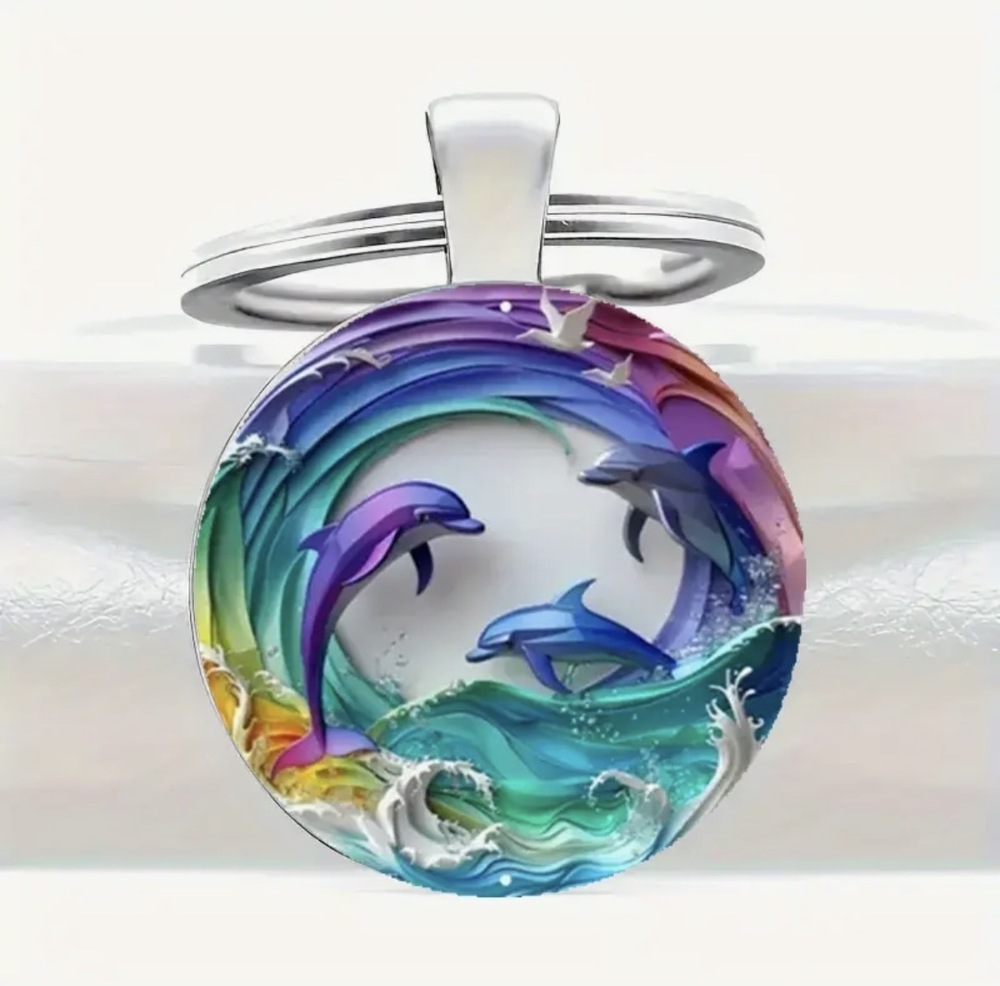 3/$25 Dolphin Rainbow Ocean Keychain NEW